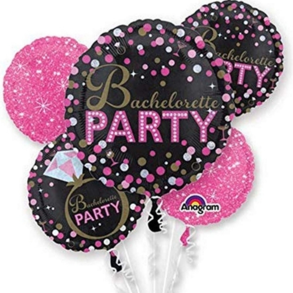 Bachelorette Party Pink and Black Balloon Bouquet